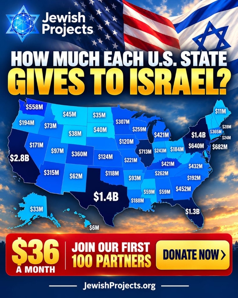 Post: How much each U.S. state gives to Israel — join our first 100 partners